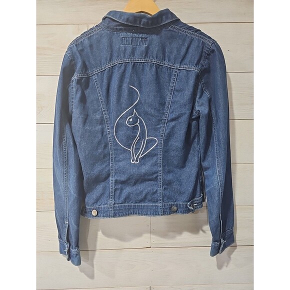 Baby Phat Jackets & Blazers - VTG Baby Phat Embroidered Cat Logo Denim Blue Jean Jacket Size M Dark Wash